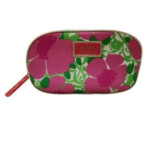 Lilly Pulitzer for Estee Lauder Make Up Bag Pink White Green Floral 8.75x4.5x2"